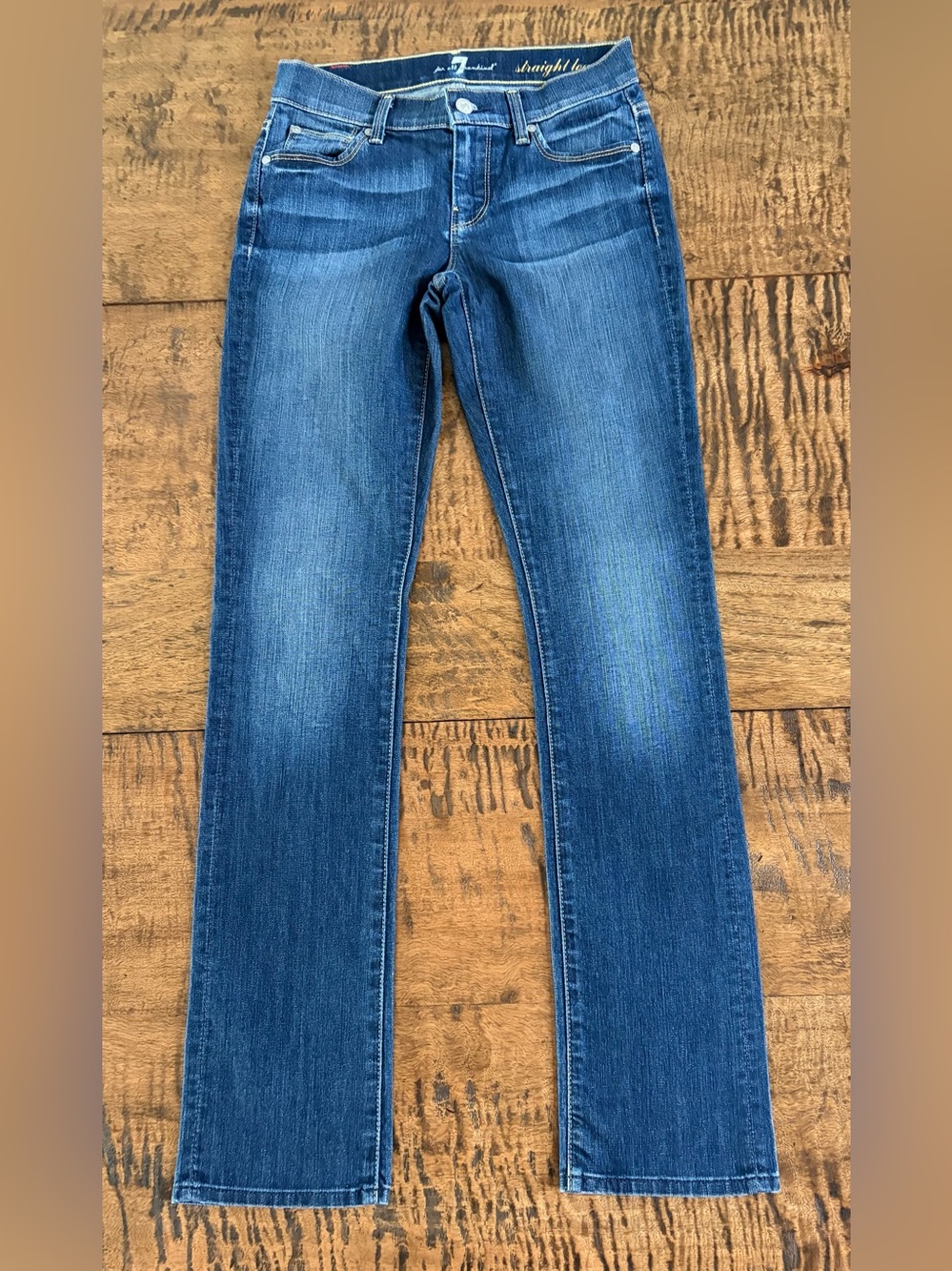 7 For All Mankind Women's Straight Leg Jeans Crystal Pocket Embellishment Sz 25